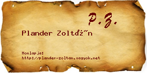 Plander Zoltán névjegykártya